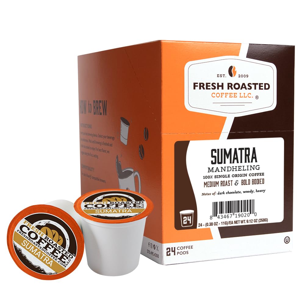 Fresh Roasted Coffee, Organic Colombian K-Cup Pods for Keurig Brewers, Medium Roast, USDA Organic, Kosher, 24 Count (Pack of 3)