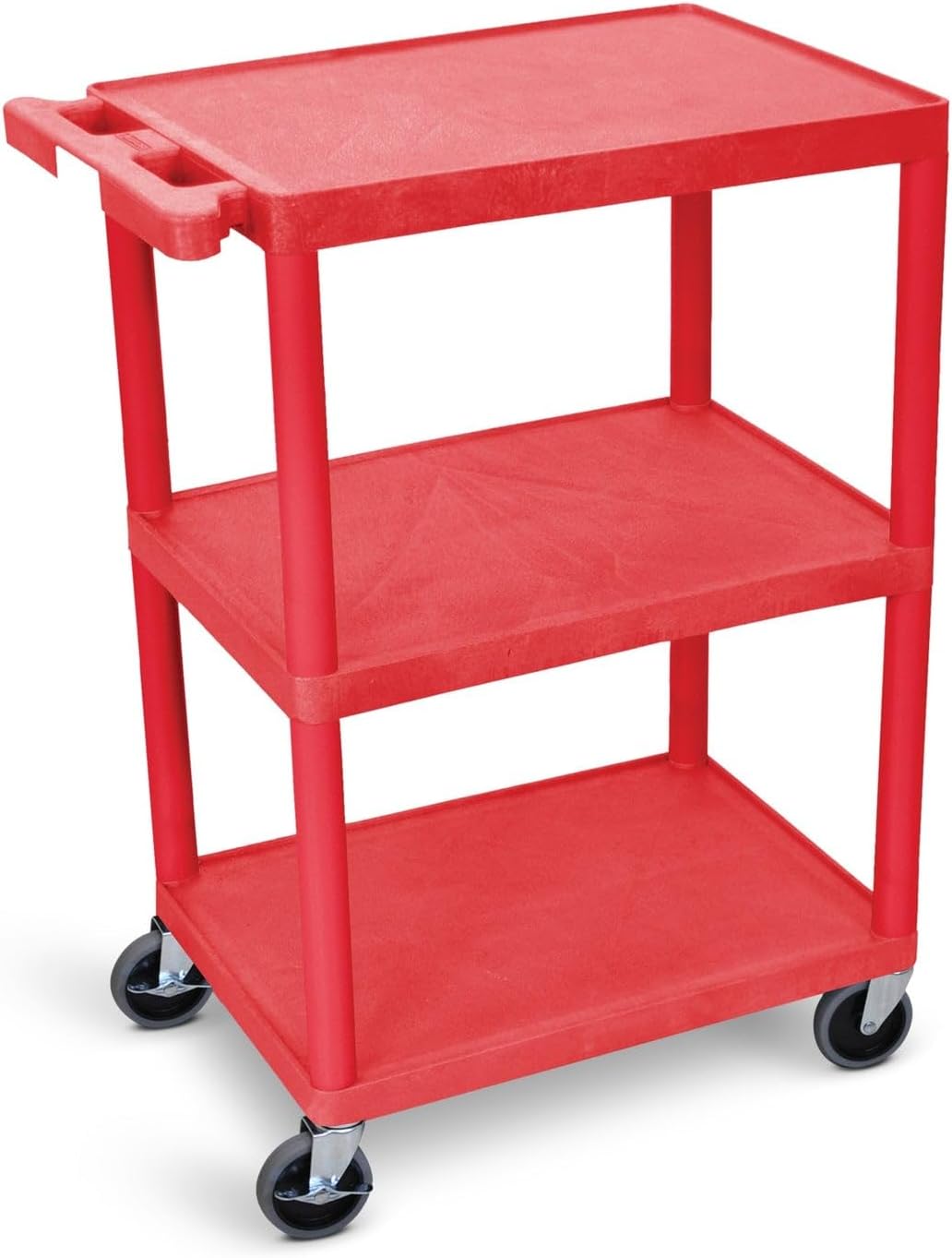 Luxor Multipurpose Storage Utility Cart 3 Shelves Structural Foam Plastic - Red