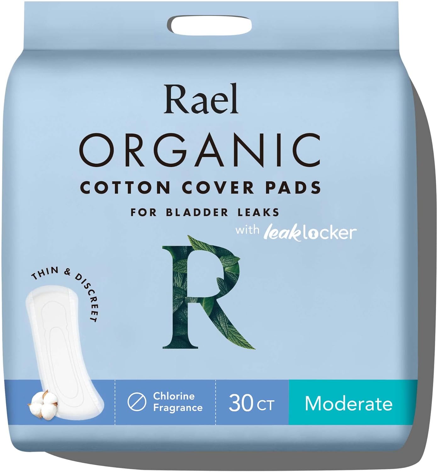 Rael Incontinence Pads for Women, Organic Cotton Cover (Moderate, 60 Ct)