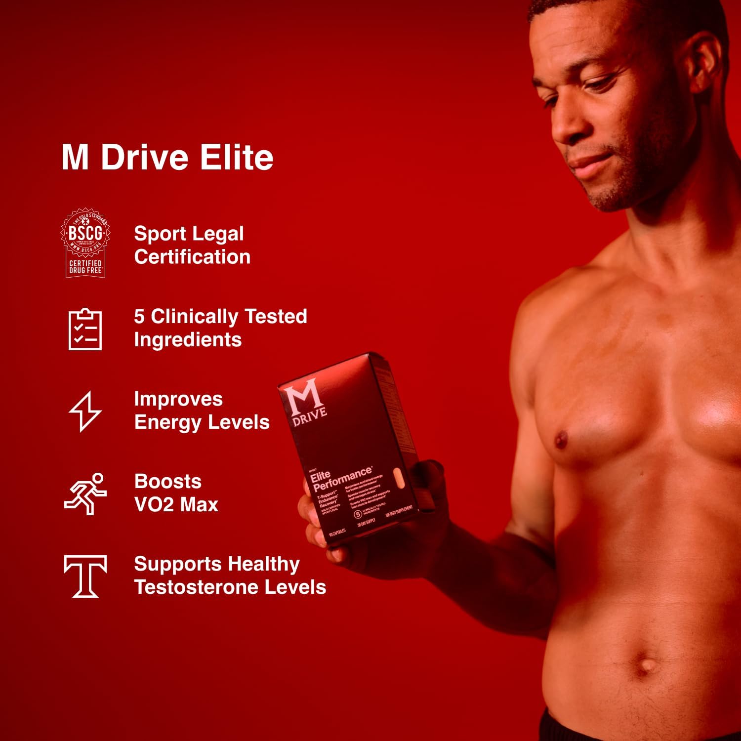 Mdrive Elite Testosterone Booster & Performance Support for Men, 90ct | Supports Immune Health, Energy, VO2Max, Recovery, Stress Relief, Lean Muscle, KSM-66 Ashwagandha, DIM, Fenugreek