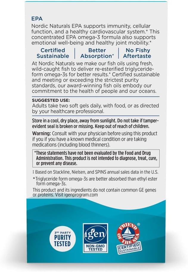 Nordic Naturals EPA, Lemon - 60 Soft Gels - 1210 mg Omega-3 - High-Intensity EPA Formula for Positive Mood