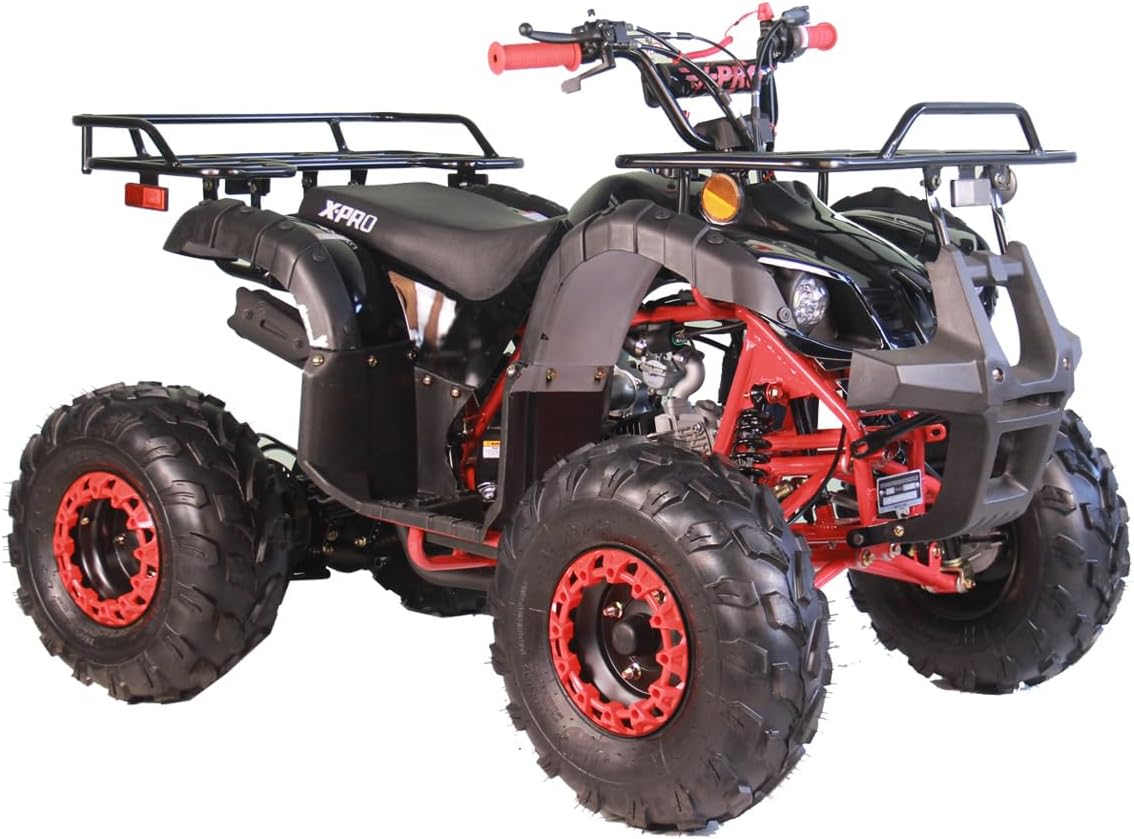 X-PRO 125cc ATV 4 Wheels Quad 125 ATV Quads with LED Lights, Big 19"/18" Tires!（Army Black）