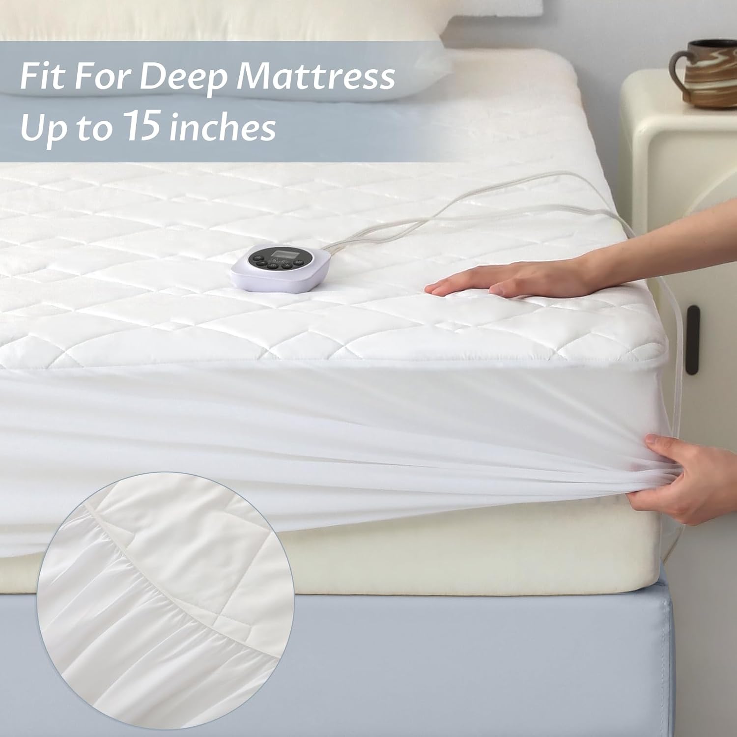 Heated Mattress Pad King, 3D Air Fabric, Preheat & Memory for Cold Winter