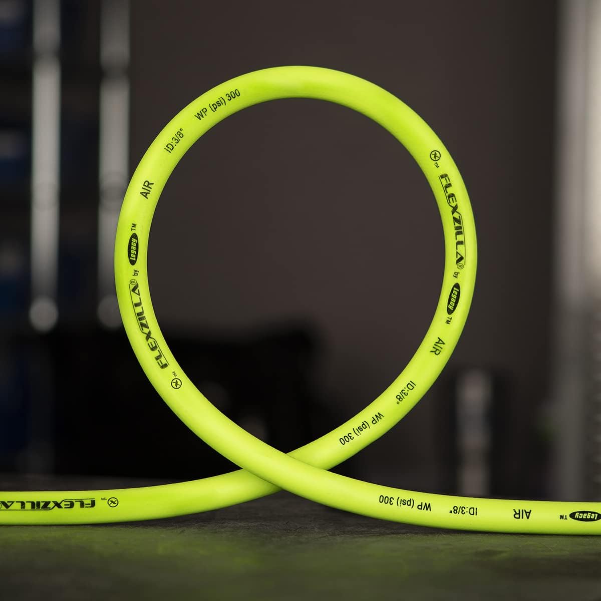 Flexzilla Air Hose, 3/8 in. x 50 ft., 3/8 in. MNPT Fittings, Heavy Duty, Lightweight, Hybrid, ZillaGreen - HFZ3850YW3