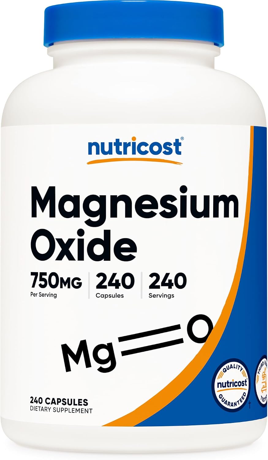 Nutricost Magnesium Oxide 750mg, 240 Capsules, 420mg of Magnesium, GMO-Free | Gluten Free