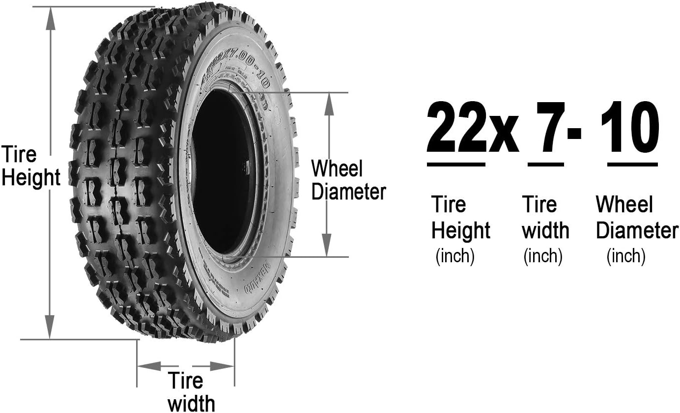 MaxAuto Set of 4 Sport ATV Tires 22x7-10 Front & 20x10-9 Rear UTV Tires 4PR 22x7x10 ATV Quad -Tire - 10077/10081, 4 Pack in 2 Packages