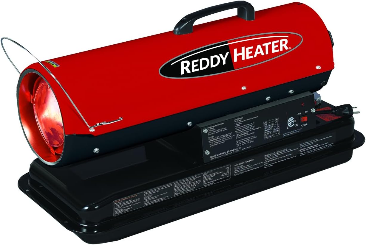 Reddy Heater 50, 000 BTU Forced Air Kerosene Heater, Diesel - RFA50-V3 | Contractor Grade for Construction & Garage, 5 Gallon Tank, 14 hr Run Time