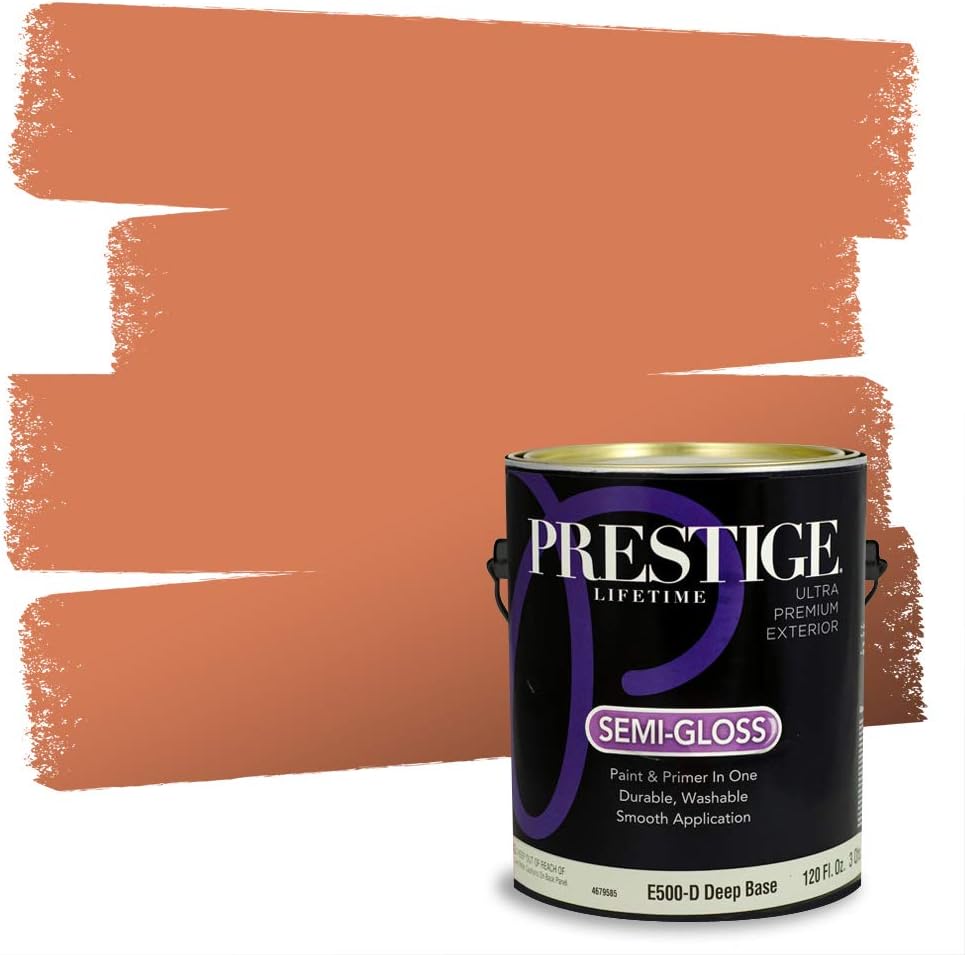 PRESTIGE Paints Exterior Paint and Primer In One, 1-Gallon, Semi-Gloss, Comparable Match of Sherwin Williams* Captivating Cream*