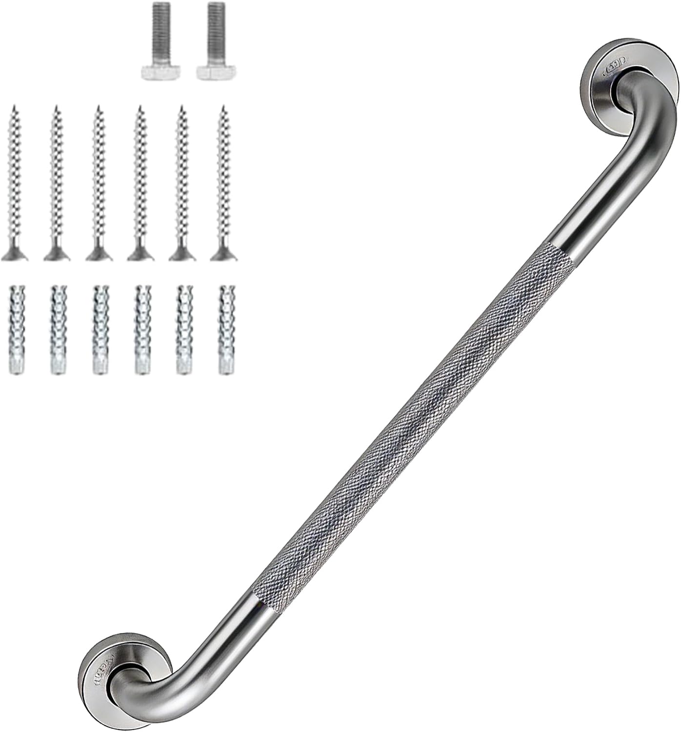 12 Inch Shower Grab Bar 1.25" Dia,Brushed Nickel Anti Slip Bathroom Grab Bar, 304 Stainless Steel Knurled Handicap Grab Bars, Safety Support Handrail,Bath Shower Handle for Elderly Injury Senior