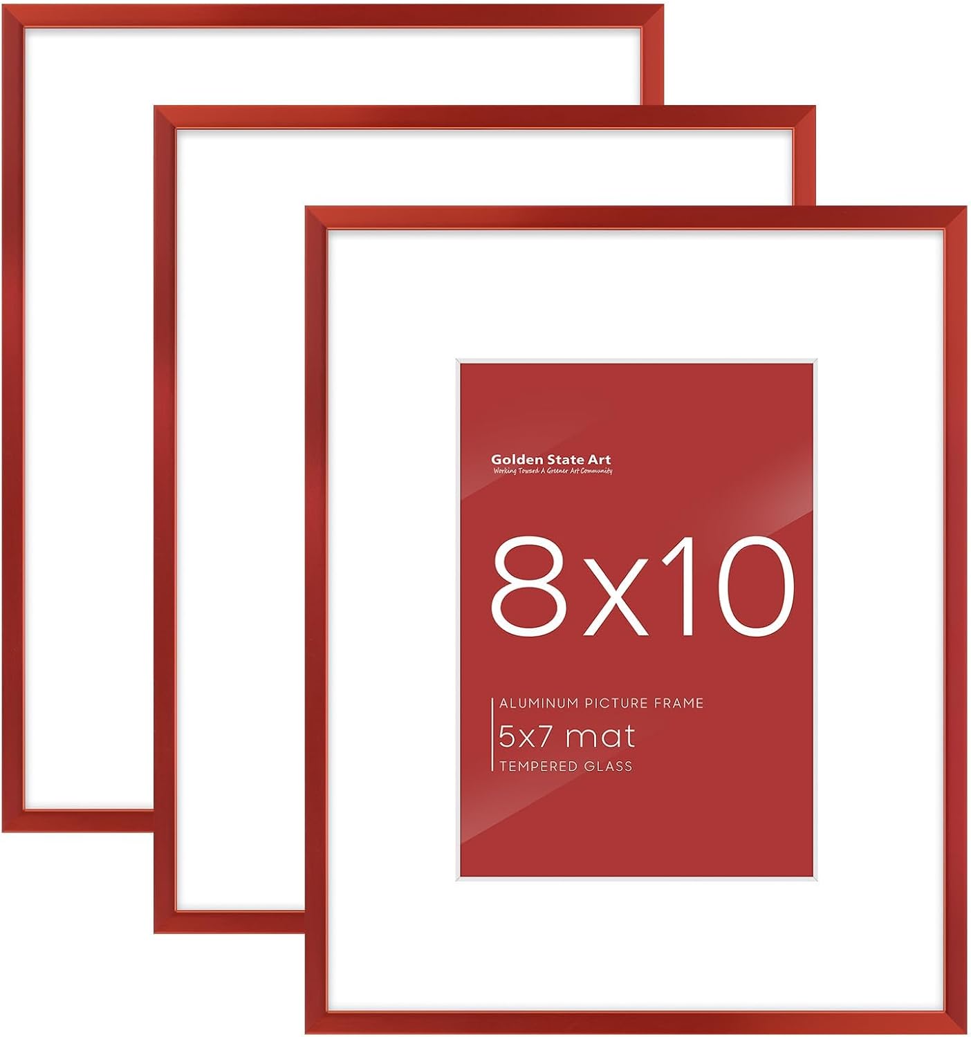 Golden State Art 3 Pack 12x12 Black Aluminum Frames, Real Glass Fronts