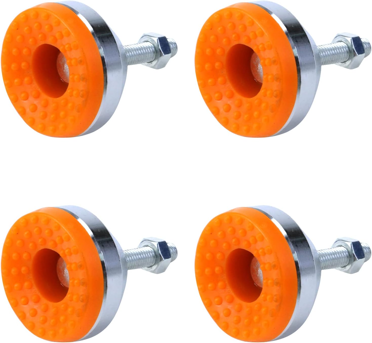 Antrader 4Pcs M8 x 2 Inch Steel Adjustable Leveling Feet,2 Inch Nylon Base | Reinforced Articulated Foot Cups for Furniture & Equipment,Anti-slip Dotted Rubber Base,Reduce Vibration & Protect Floors