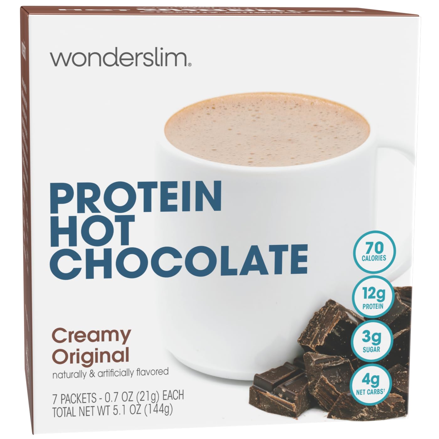 Wonderslim Protein Coffee Drink Mix with Casein Protein – 7 ct (Cappuccino) | With Collagen, 12g Protein, 70 Calories, Low Sugar, 3g Net Carbs, Keto Friendly, Gluten Free, GLP-1 Friendly Coffee Drink Mix