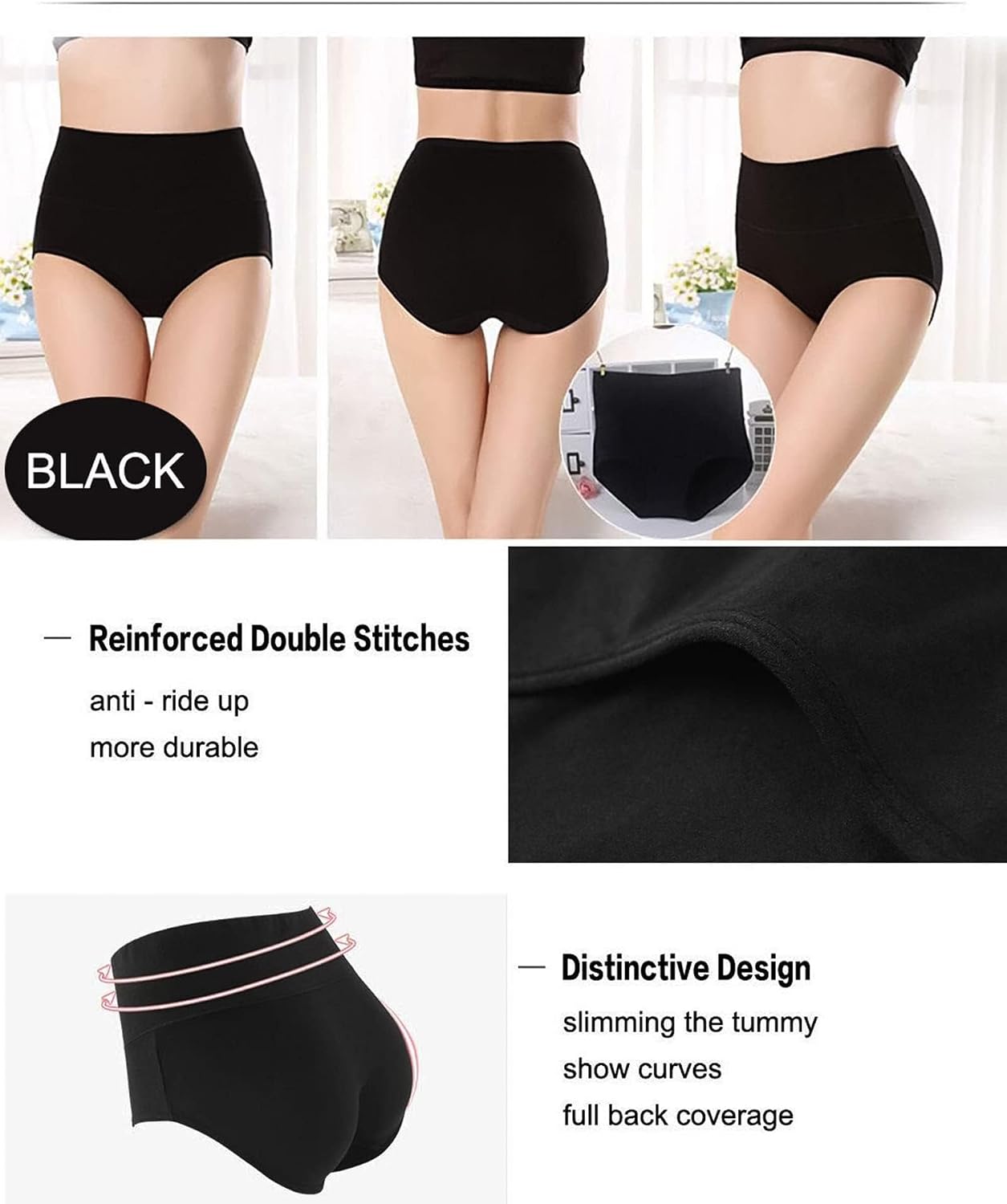 Women's High Waist Cotton Underwear Stretch Briefs Soft Comfy Ladies Panties MultiPack