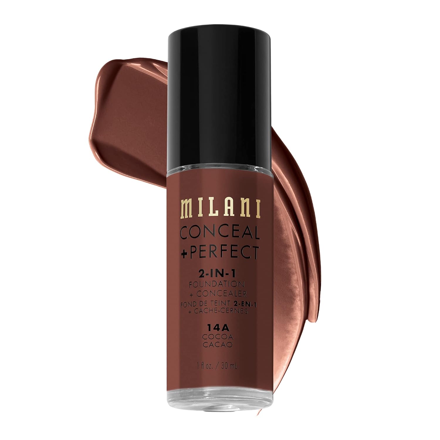 Milani Conceal + Perfect 2-in-1 Foundation + Concealer Makeup -13-Chestnut | Medium-To-Full Coverage, Natural-Matte Finish. Under Eye Corrector, Cover Redness & Imperfections. Waterproof & Sweat-Proof.