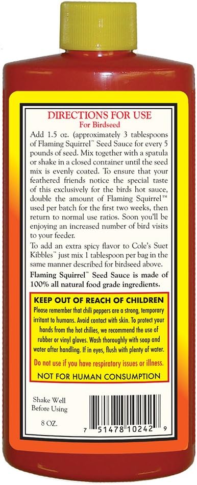 Cole's Wild Bird Products FS08 Flaming Squirrel Seed Sauce, 8-Ounce