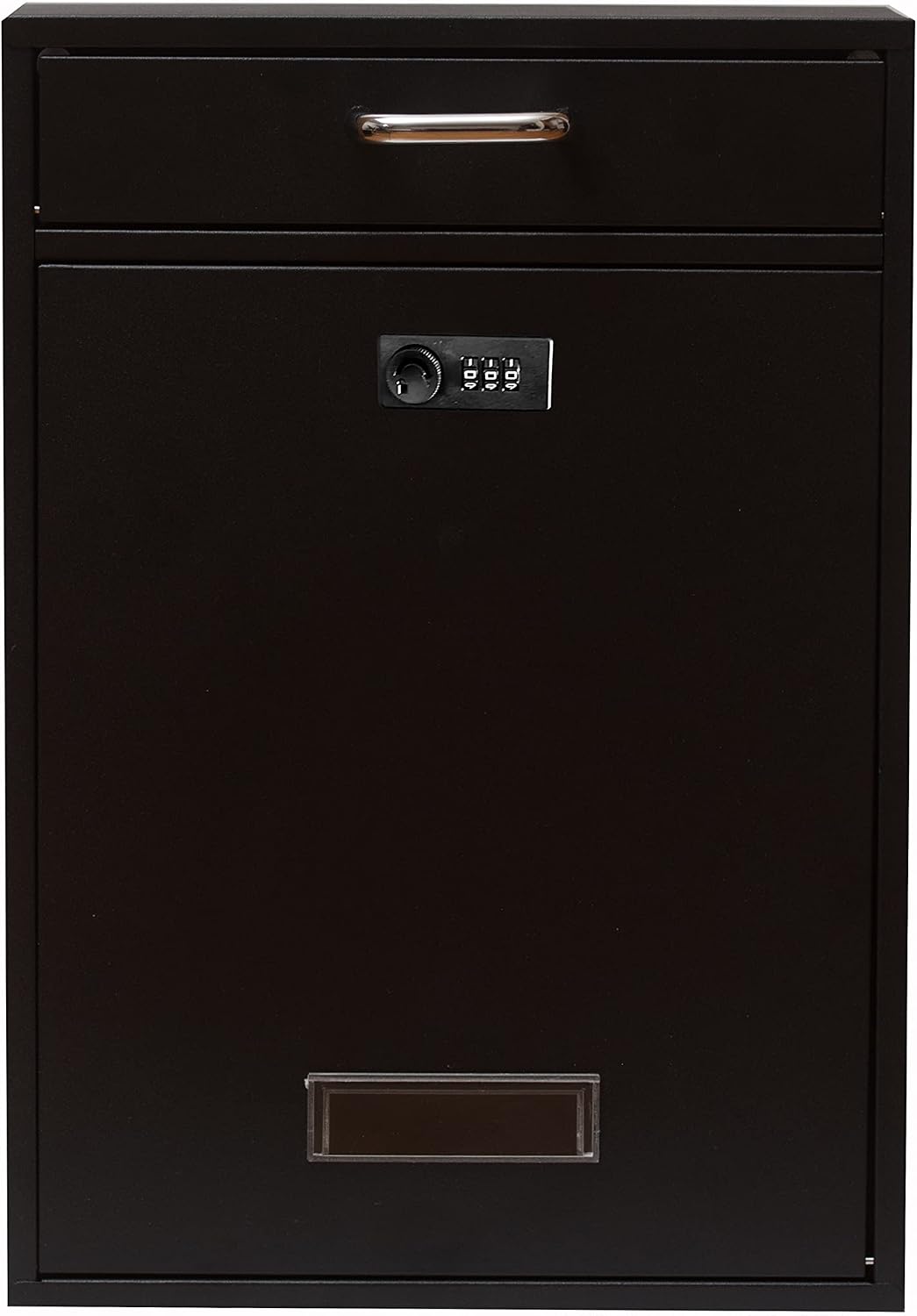 Wall Mounted Locking Vertical Dropbox Mailbox - Safe and Secure (Large) | Made with Galvanized Steel (Black)