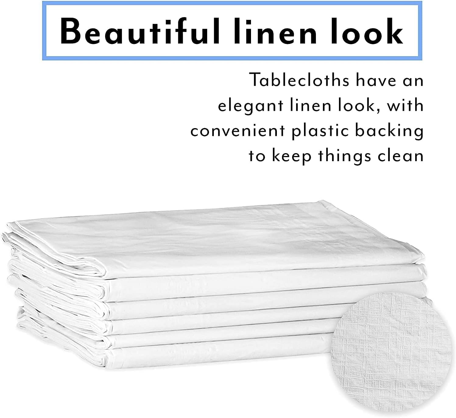 Upper Midland Products White Paper Table Cloths for Round Tables - 82” Octyround Paper Tablecloths with Plastic Backing Round Paper Table Cover