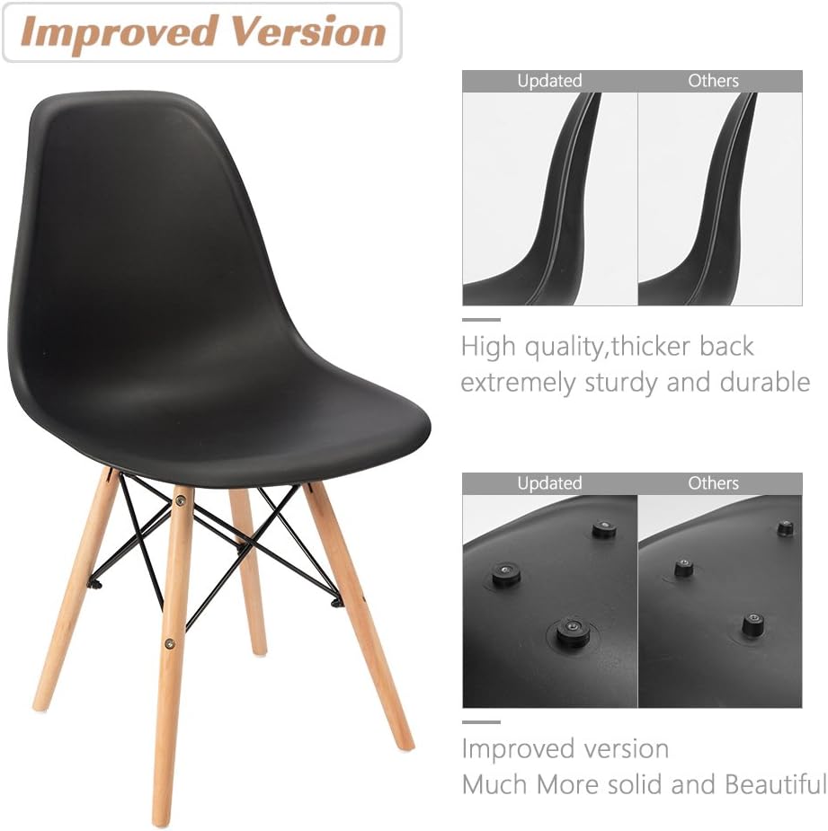 Furmax Modern Style Dining Chair Mid Century Modern DSW Chair, Shell Lounge Plastic Chair for Kitchen, Dining, Bedroom, Living Room Side Chairs Set of 4(White)