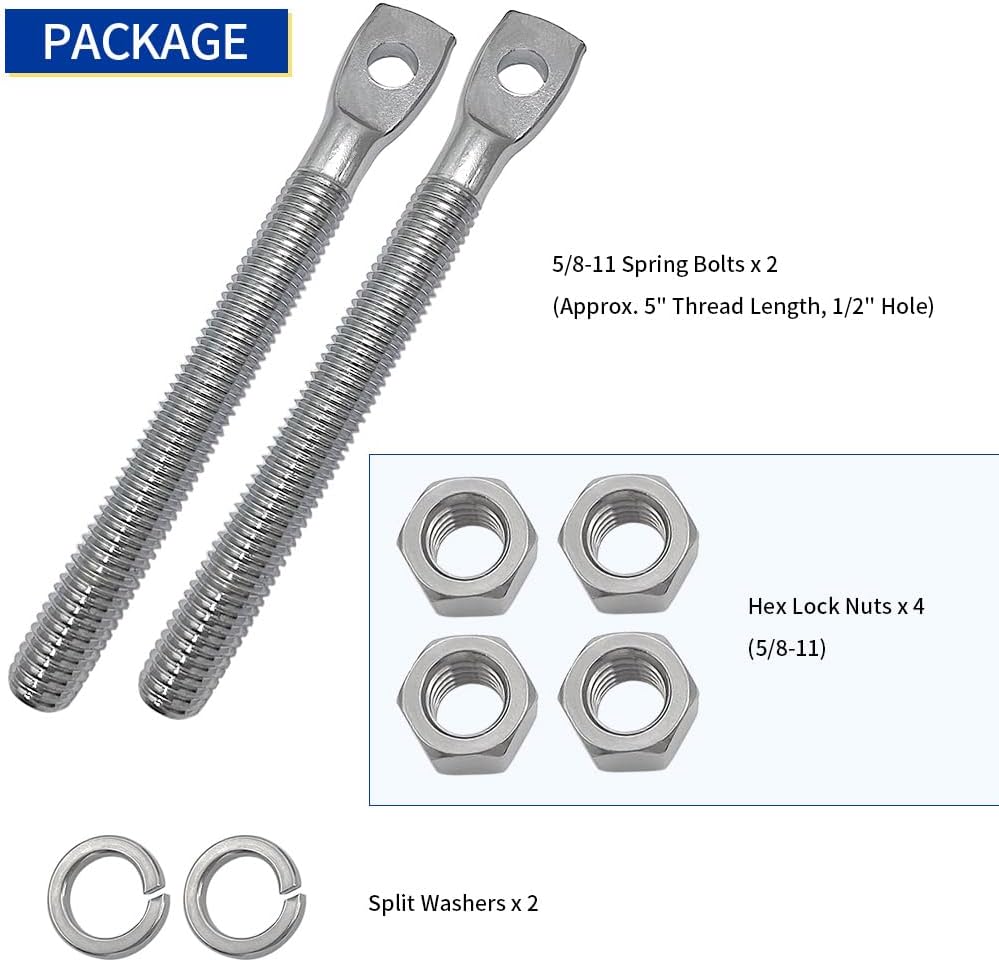 2PCS 5/8" Snow Plow Trip Spring Eye Bolt 1/2" Hole for Buyers SAM 1302005, NLP SNP6224,Meyer 09124,Western 90493K