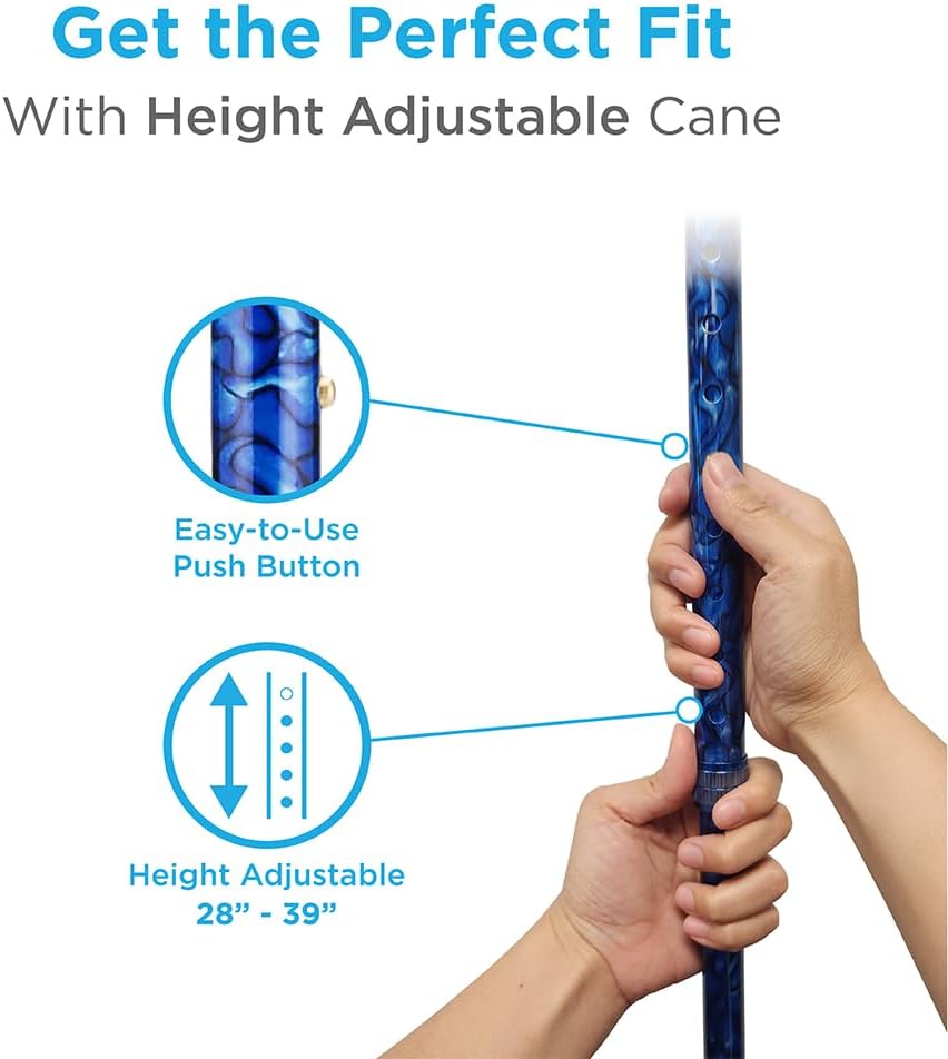 NOVA Offset Walking Cane for Seniors, Men & Women – Lightweight Adjustable Walking Cane with Soft Foam Grip, Wrist Strap