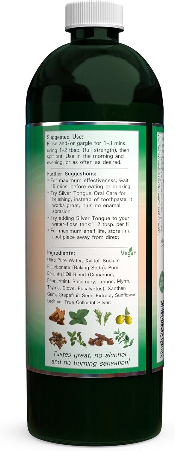 Silver Tongue Oral Care - All Natural Colloidal Silver Mouthwash, 16 oz.
