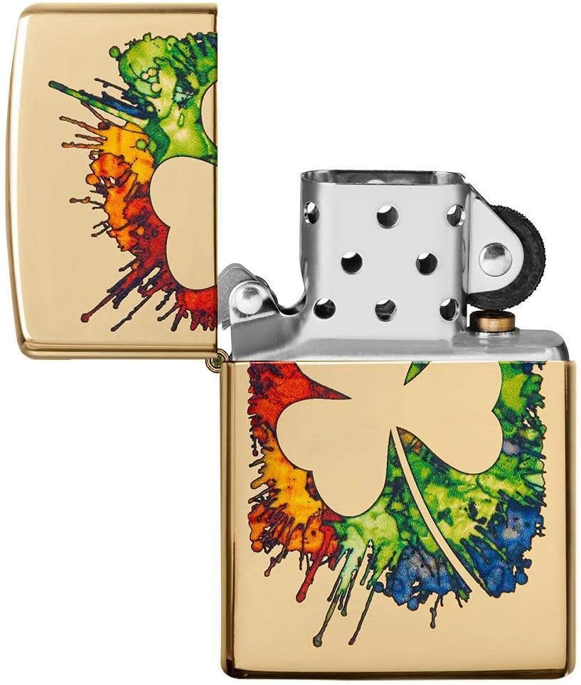 Zippo Clover Design Pocket Lighter, High Polish Chrome, One Size (ZO24699)