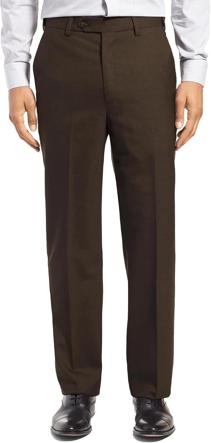 Men's Cozy Hidden Expandable Waist Dress Pants | Premium Stretch Texture Weave Work to Weekend Pants