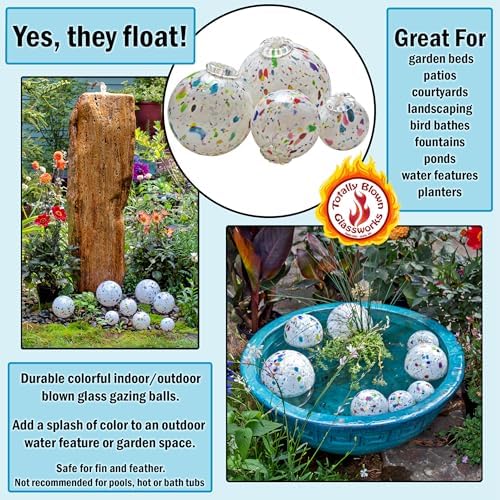 Totally Blown Glassworks Pond Float. Handmade Blown Glass, Garden Gazing Ball, Table Centerpiece