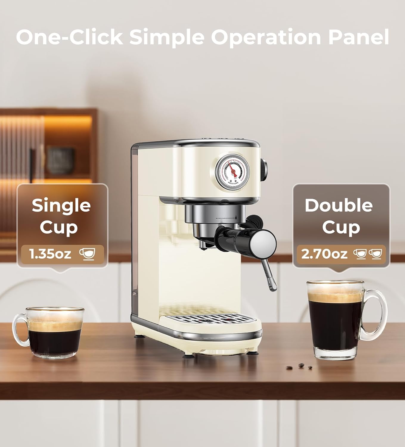 atatix 20 Bar Espresso Machine with Milk Frother, Compact Espresso Maker | Stainless Steel Coffee Machine with Precise Temp Control, 44oz Removable Water Tank for Latte, Cappuccino, White