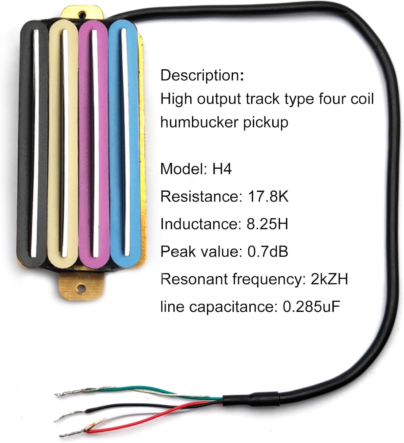 SAPHUE 2-Dual Blade Electric Guitar High Output Track Type Four Coil Humbucker Pickup Black