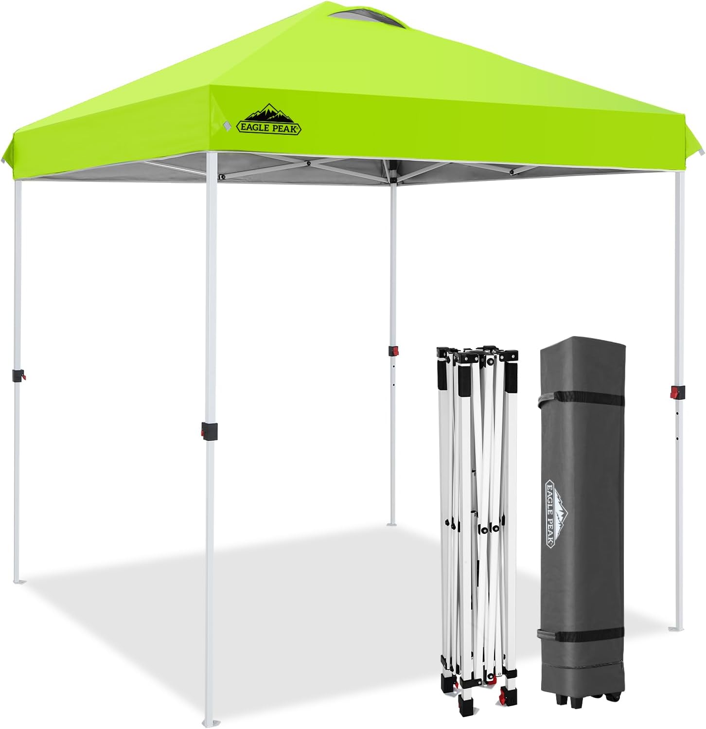 EAGLE PEAK 10x10 Pop Up Canopy Tent Easy Up Canopy Outdoor, White | Patented PeakPush™ Center Lock, 1 Person Setup Portable Pop Up Tent, Beach, Markets, Camping Sport Events, Wheeled Carry Bag