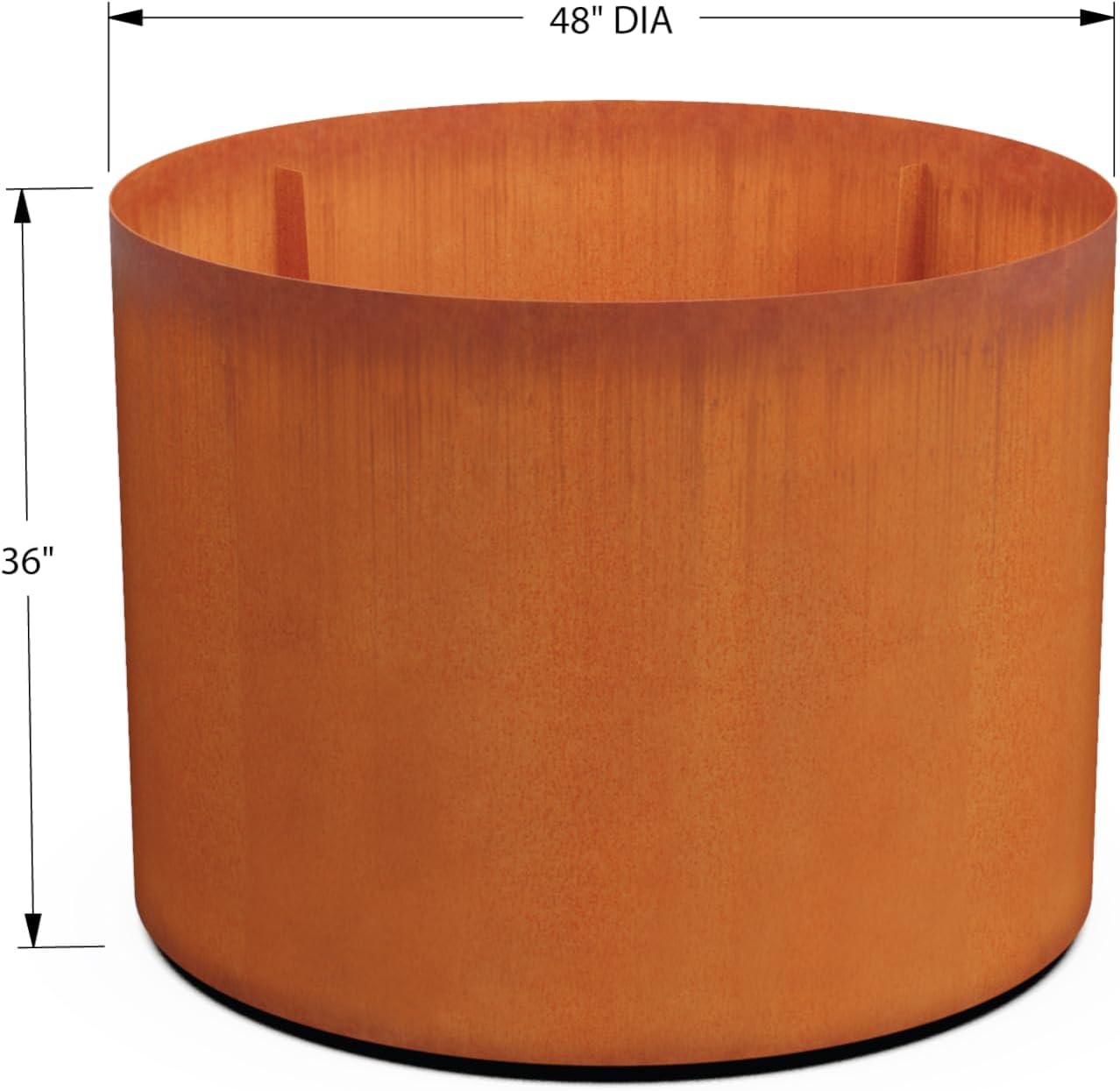 Plantercraft Large Round Planters for Outdoor Plants - 24 Inch Corten Steel Planter for Patio