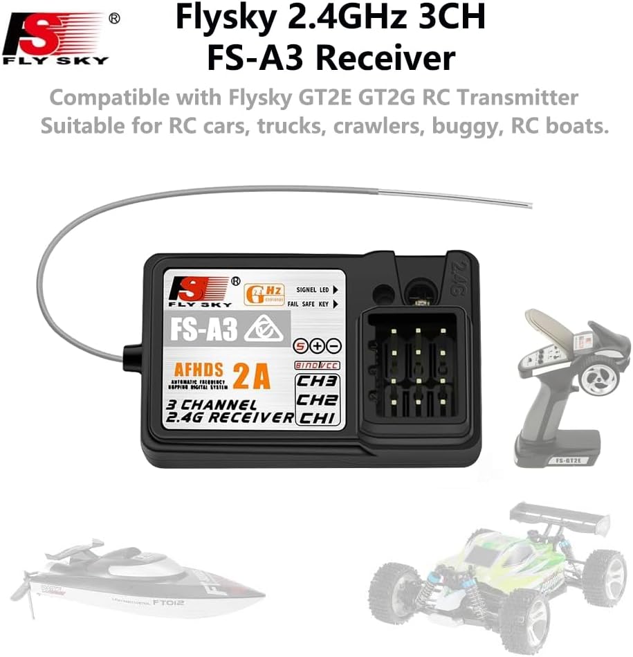 Flysky FS-A3 AFHDS2A 2.4G 3CH Receiver for GT2E GT2G Transmitter 2PCS
