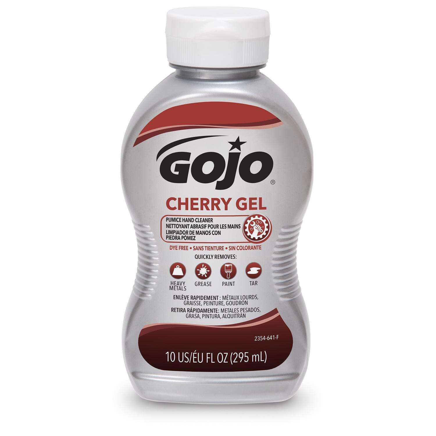 GOJO Cherry Gel Pumice Hand Cleaner, Cherry Scent, 10 Oz Bottle