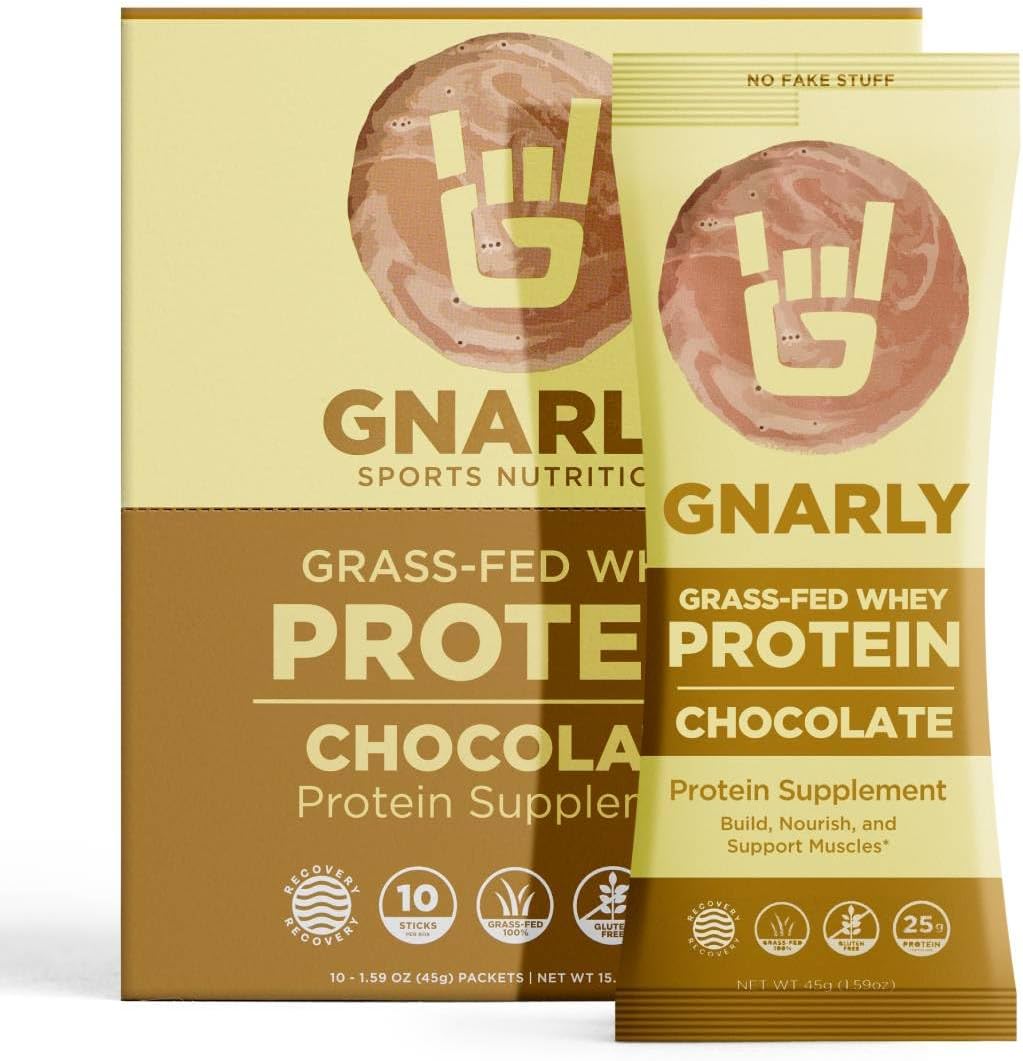 Gnarly Nutrition Chocolate Protein Powder – NSF Sport Certified – 25g Protein, Muscle Repair – Grass Fed Whey Powder, Smooth Taste – Chocolate, 32 oz