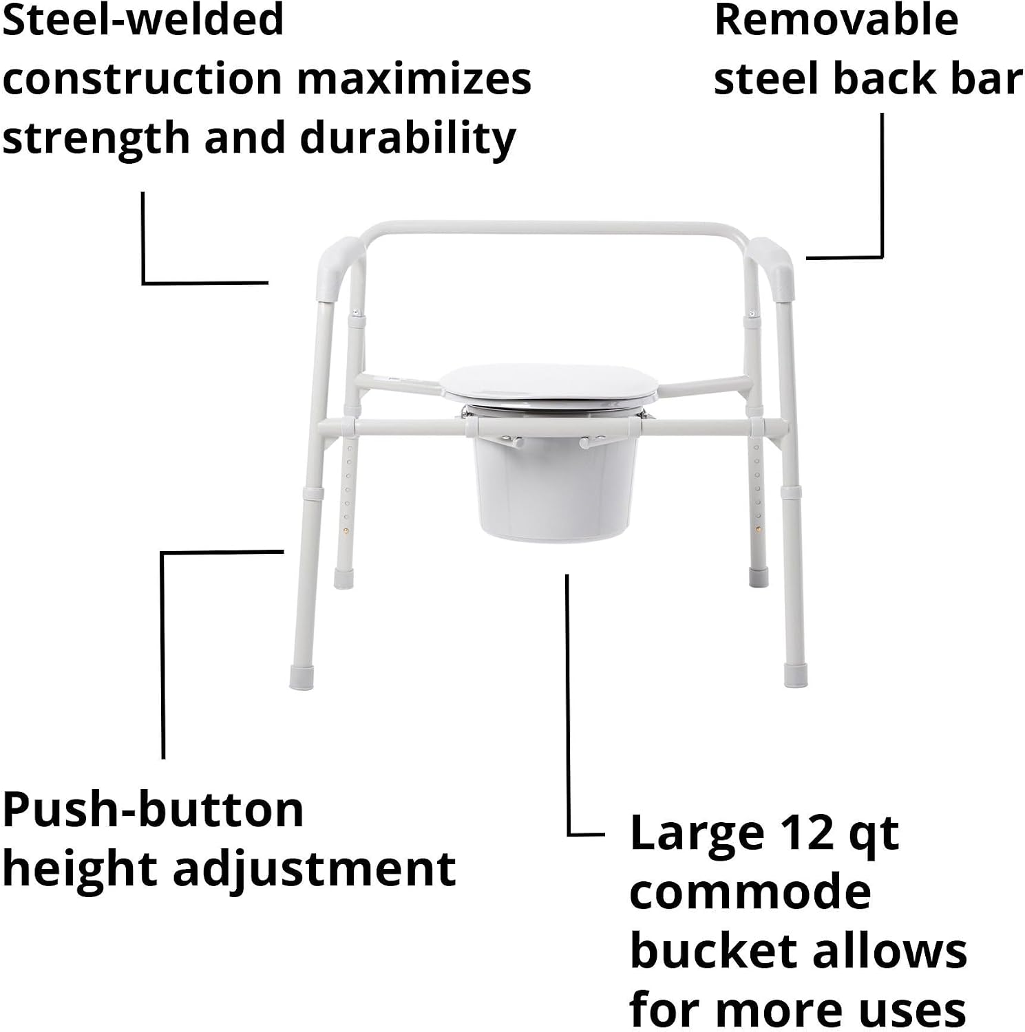 McKesson Heavy-Duty Folding Bariatric Commode Chair with, 13 3/4 in, 1 ct | Seat Width