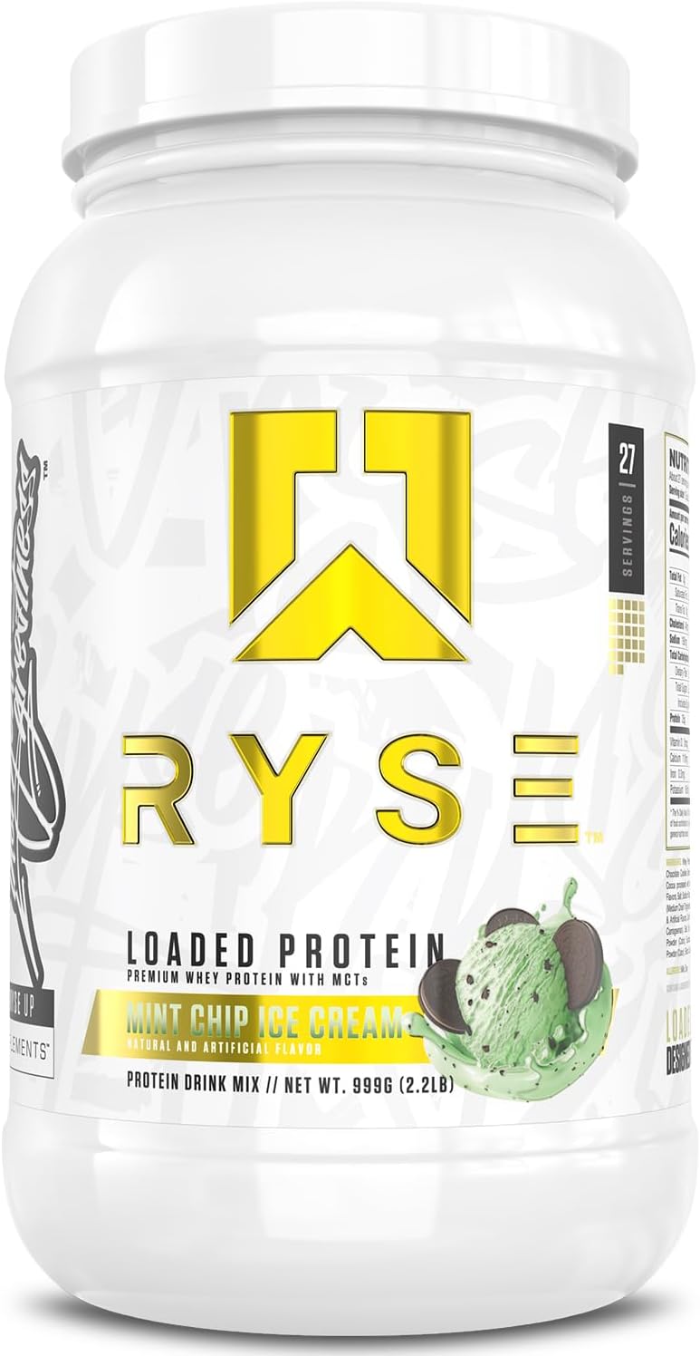 RYSE Loaded Protein Powder - Peanut Butter Cup - 25g Whey Protein Isolate & Concentrate with Prebiotic Fiber & MCTs - Low Carb, Low Sugar