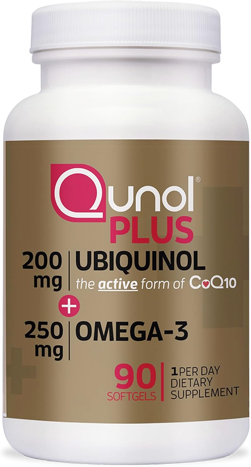 Qunol Ubiquinol 200mg + Omega-3 250mg, Extra Strength Antioxidant, 90ct | #1 Cardiologist Recommended Supplement for Heart Health
