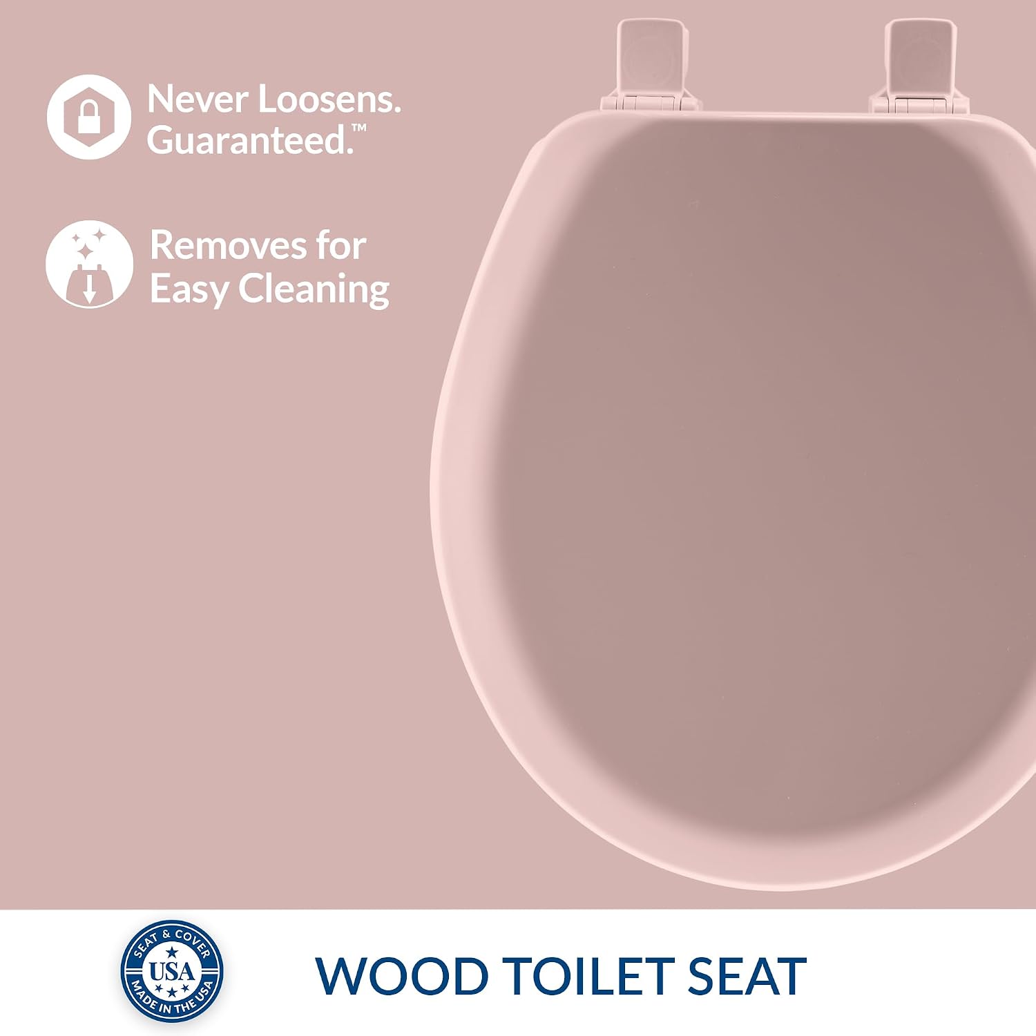 Mayfair Cameron Black Toilet Seat, Non Slip Heavy Duty Wood, Easy Clean, Made in USA, Round