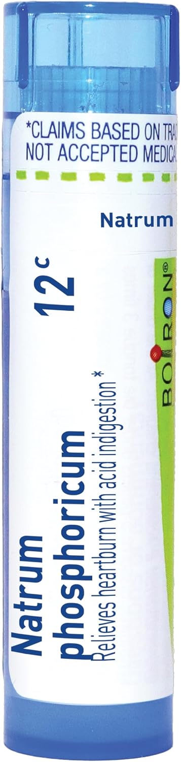 Boiron Natrum Phosphoricum 12C for Heartburn with Acid Indigestion - 80 Pellets | Single-medicine homeopathic pellets for Heartburn with acid