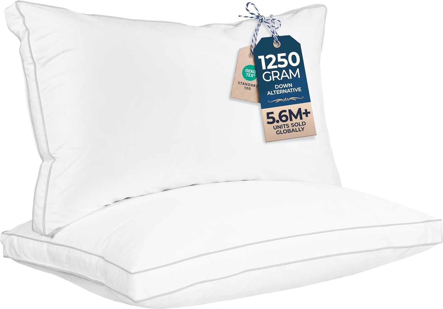 Utopia Bedding Gusset Bed Pillow, Hotel Pillows King Size Set of 2, White