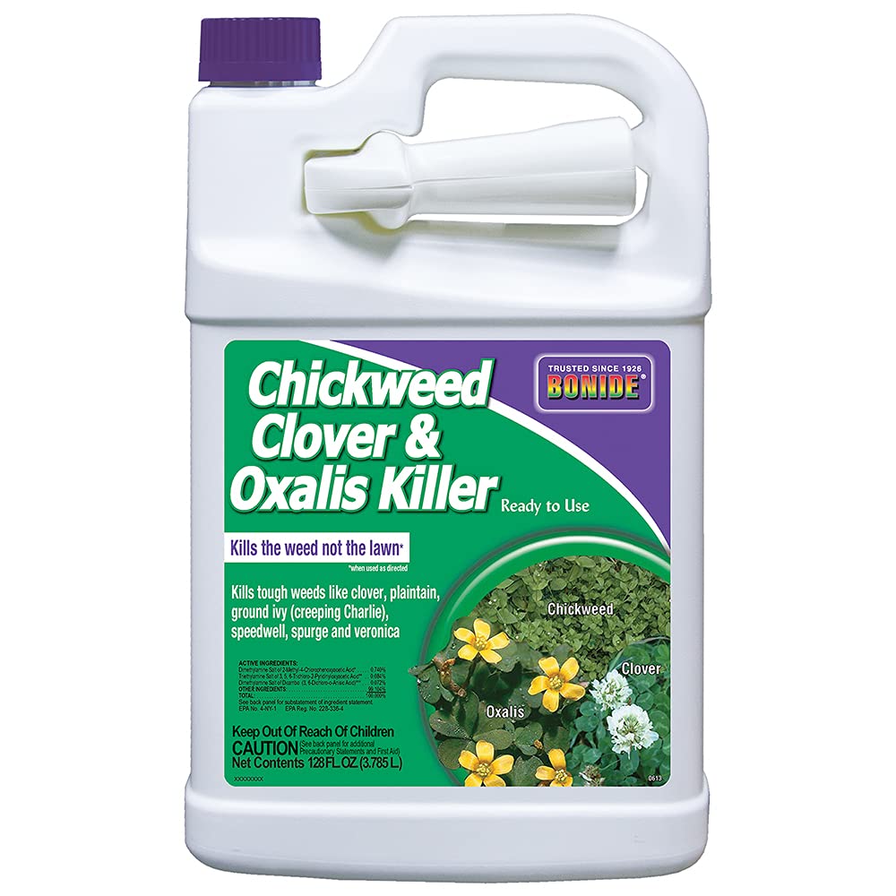 Bonide Chickweed, Clover & Oxalis Killer, 128 oz Ready-to-Use Spray | Controls Weeds & Roots Without Harming Lawn