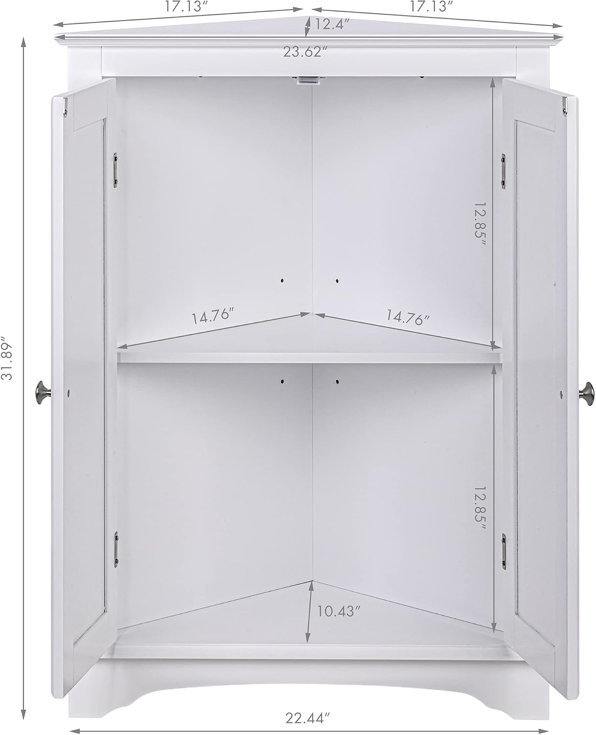 Spirich Corner Bathroom Cabinet with Doors and Adjustable Shelf, White