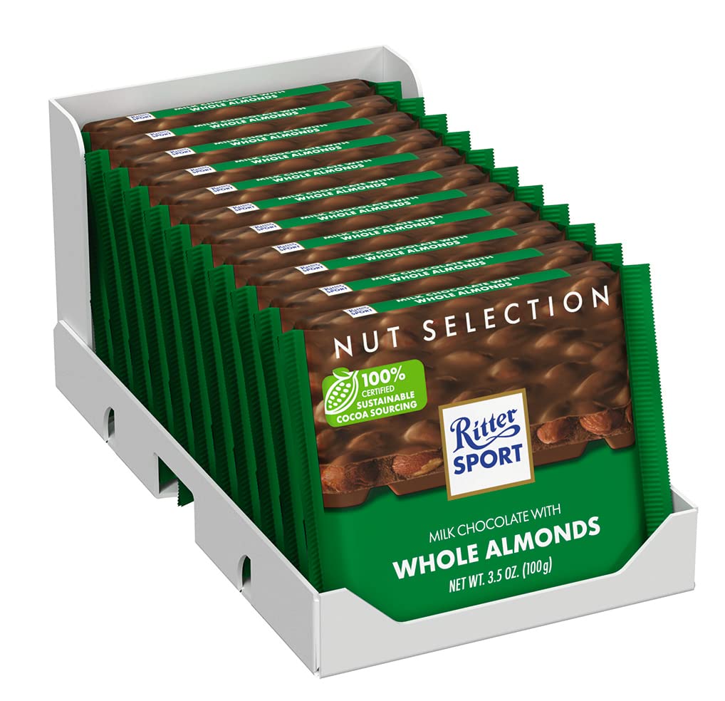 Ritter Sport Chocolate Bars with Nuts (Dark Chocolate with Hazelnuts, 3.5 Ounce (Pack of 10))