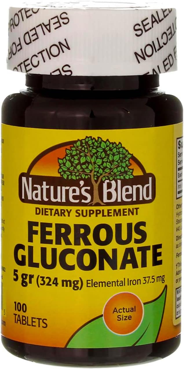 Nature's Blend Ferrous Gluconate Tablets, 100 Count