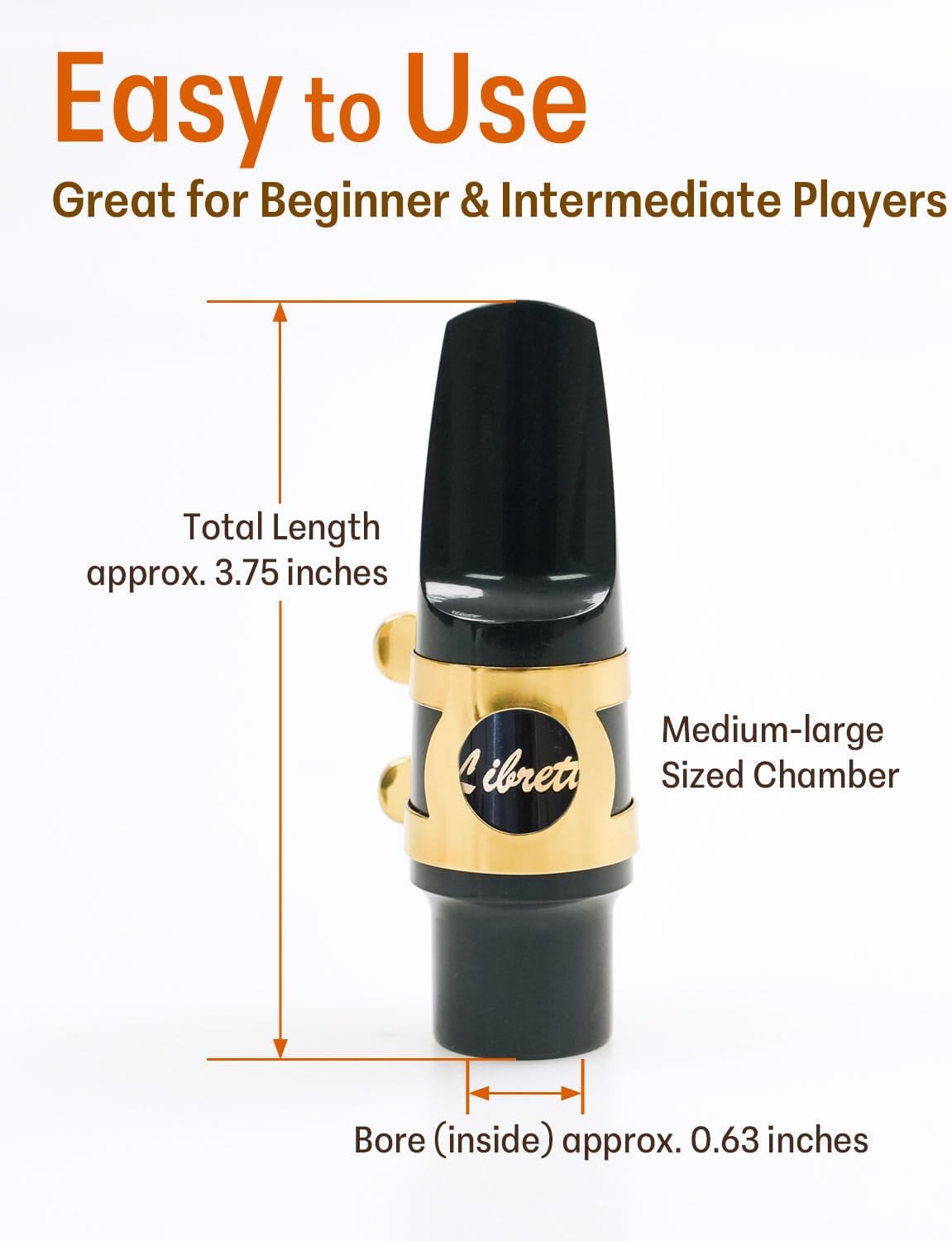 Libretto Alto Saxophone Mouthpiece Kit, Giftable Standard Mouthpiece Set: ABS Mouthpiece, Plastic Cap