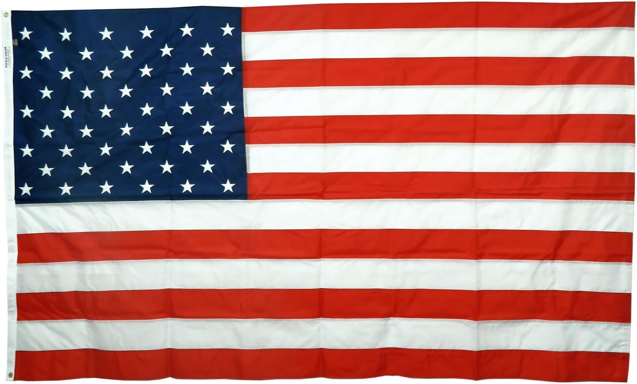 5x8' Battle-Tough® US Flag, Durable All-Weather Nylon American Flag, Sewn Stripes and Embroidered Stars for Outside, Made in USA by Gettysburg Flag Works