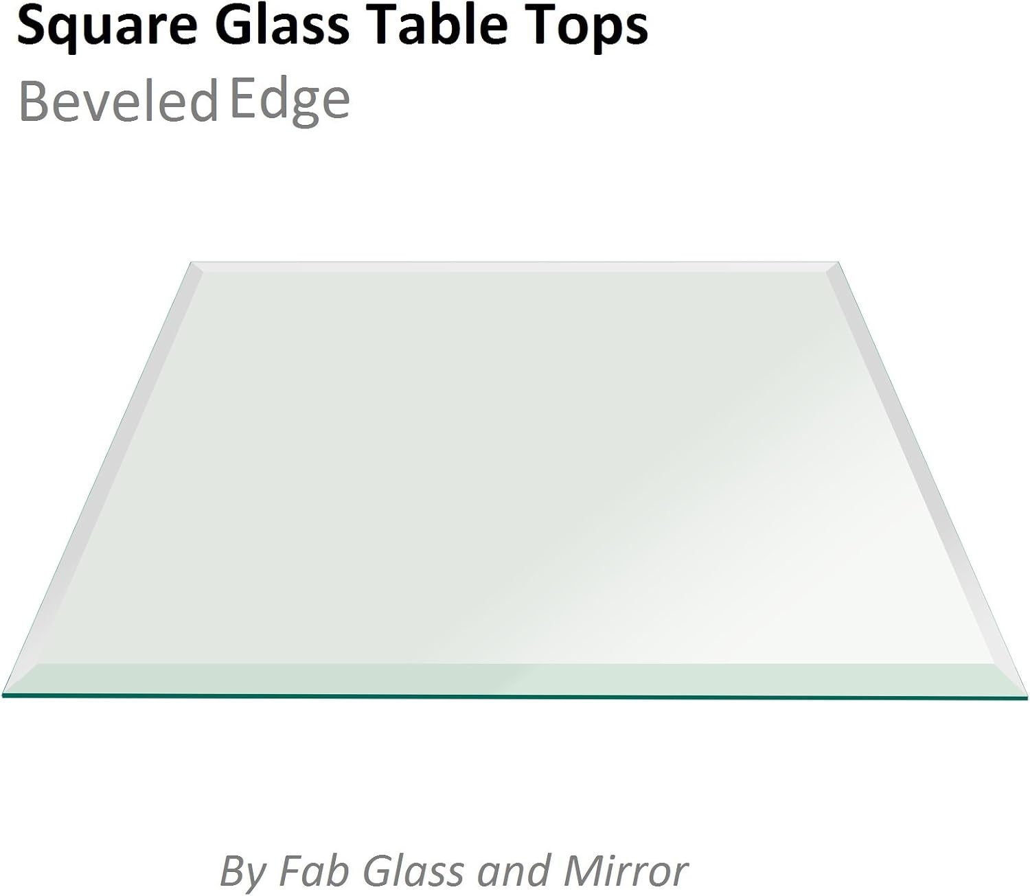 Clear Tempered Glass Table Top 22 Inch Square Flat Polished Edge with 1/4 Inch Thickness for Dining, Coffee or Side Tables by Fab Glass and Mirror