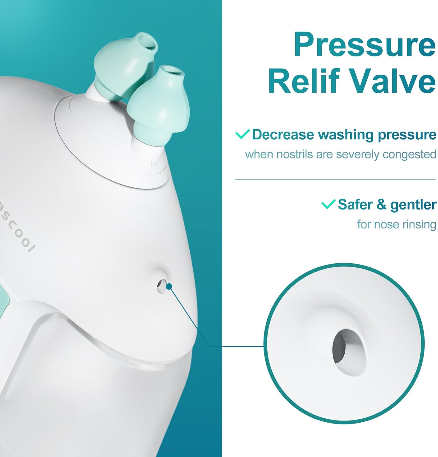 Nascool Electric Nasal Irrigation System with 50 Salt Packets Nose Cleaner | 2 Modes Sinus Rinse Machine with Self-Cleaning Cap, Rotatable Nozzle Base