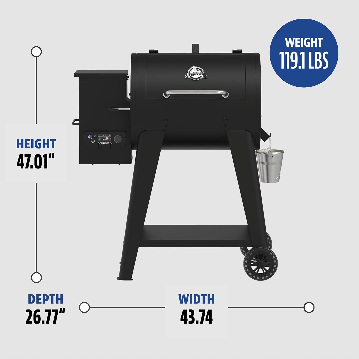 Pit Boss 500 FB2 Series Wood Pellet Grill & Smoker with Flame Broiler and LCD Digital Controller, 518-Sq. In. Cooking Space, 180°F to 500°F Temperature Range, Meat Probe, 5 lb. Pellet Hopper, Black